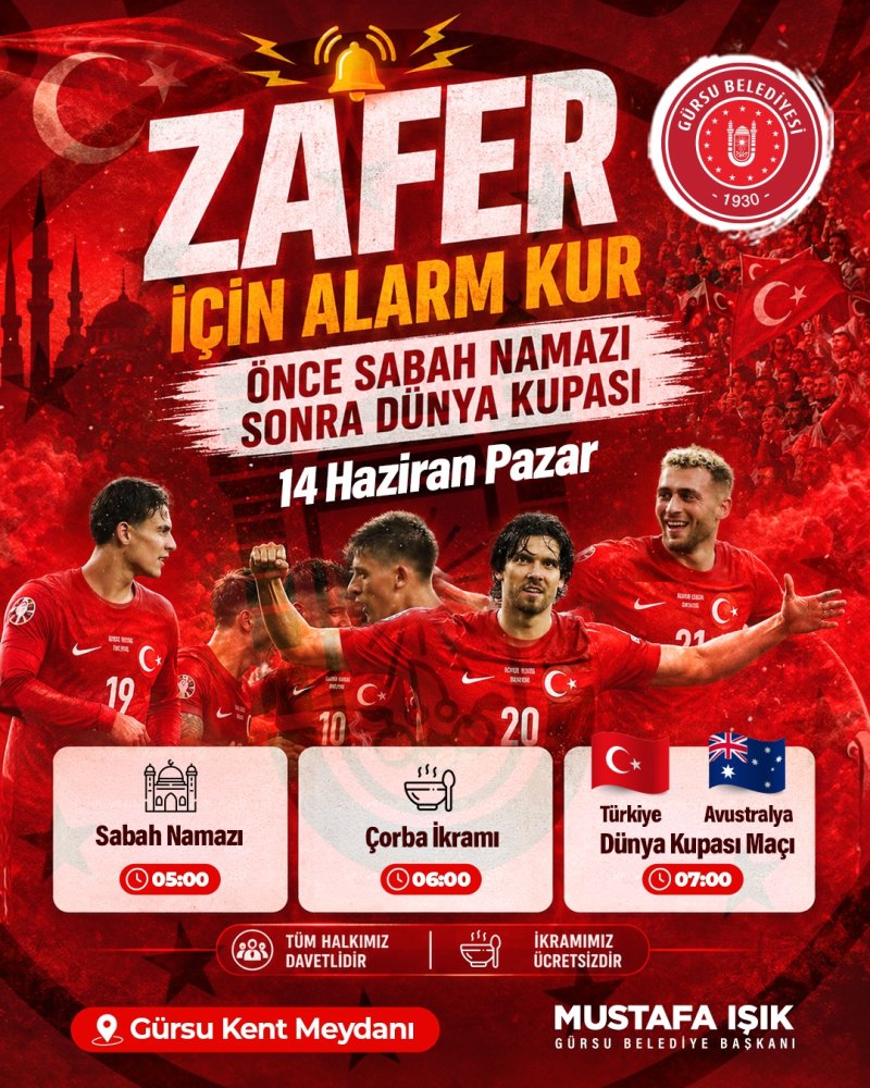 Gürsu Milli Maç İçin Tek Yürek: Sabah Namazından Sonra Dev Ekranda Buluşuluyor!