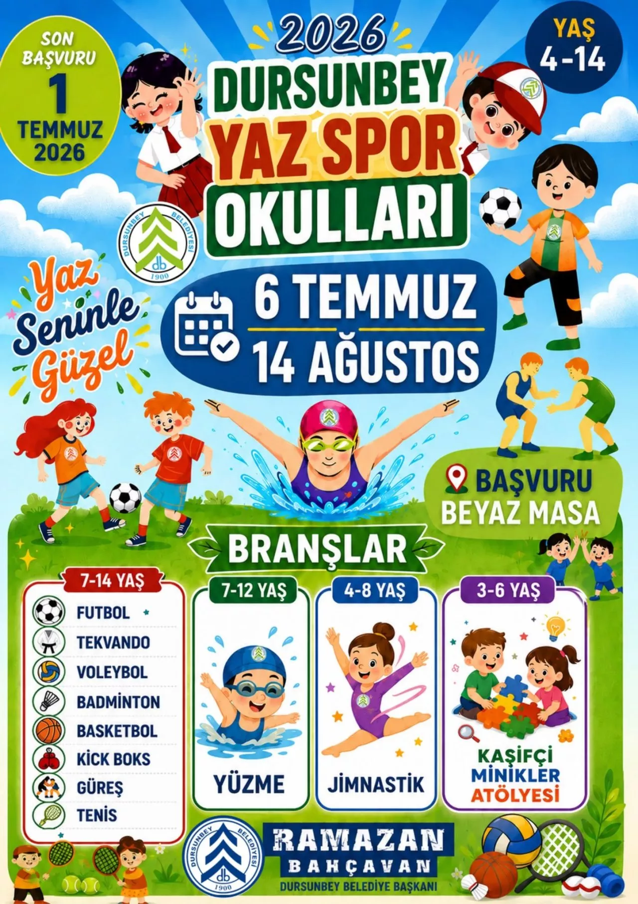 DURSUNBEY'DE HEYECAN BAŞLIYOR: 2026 YAZ SPOR OKULLARINDA KAYIT DÖNEMİ AÇILDI